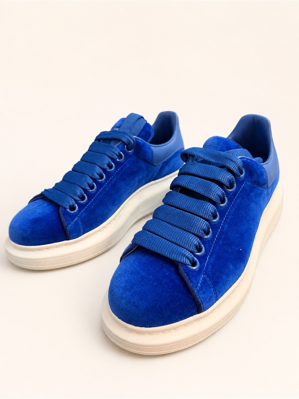 Alexander McQueen Blue Velvet Oversized Sneakers EU 38.5
